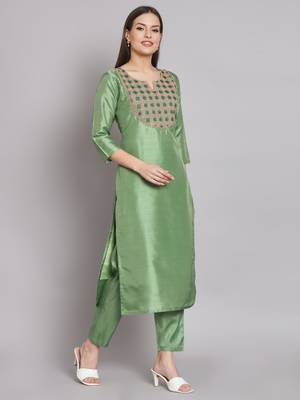 Pista embroidered cotton silk blend salwar suit 3
