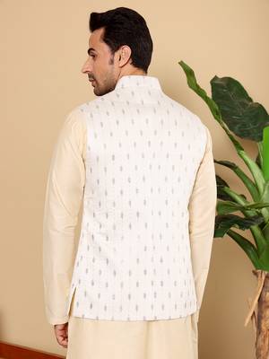 White silk embroidered nehru jacket 3