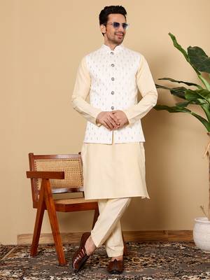 White silk embroidered nehru jacket 5