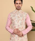 Multicolor silk embroidered nehru jacket