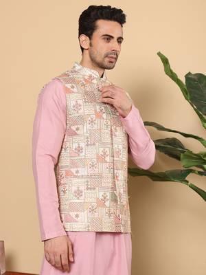 Multicolor silk embroidered nehru jacket 2