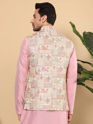 Multicolor silk embroidered nehru jacket 3