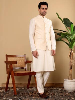 White silk embroidered nehru jacket 2