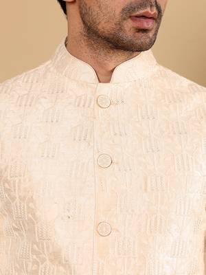 White silk embroidered nehru jacket 4