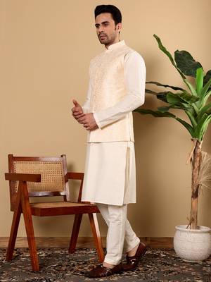 White silk embroidered nehru jacket 5