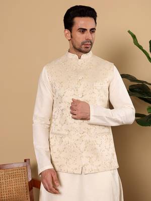 Pink silk embroidered nehru jacket 1