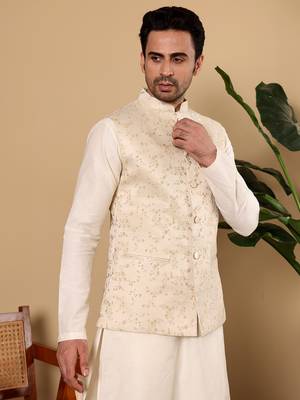 Pink silk embroidered nehru jacket 2