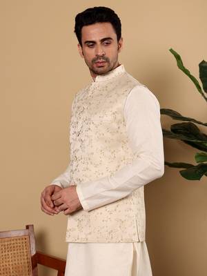 Pink silk embroidered nehru jacket 3