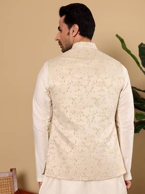 Pink silk embroidered nehru jacket 4