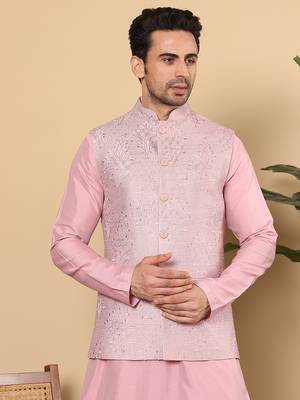 Black silk embroidered nehru jacket 1