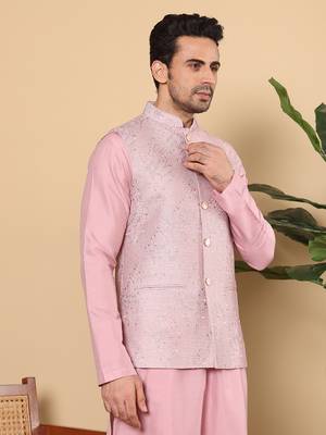 Black silk embroidered nehru jacket 2