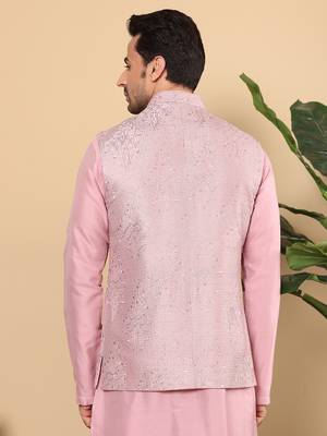 Black silk embroidered nehru jacket 3