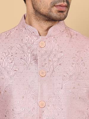 Black silk embroidered nehru jacket 4