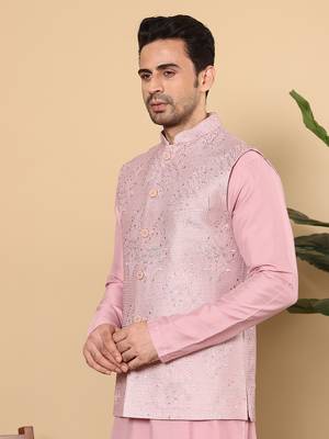 Black silk embroidered nehru jacket 5