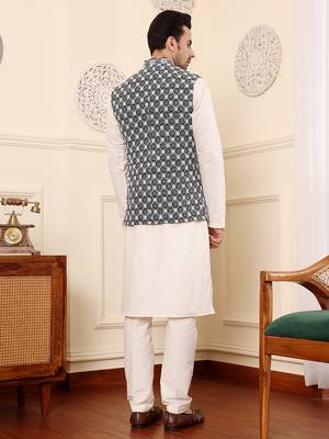 Black silk embroidered nehru jacket 3