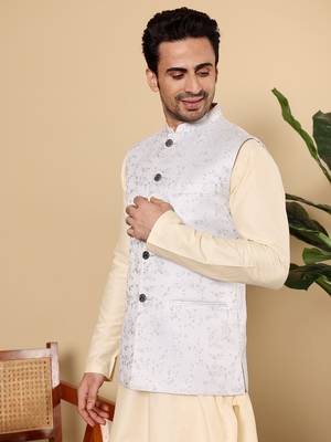 White silk embroidered nehru jacket 2