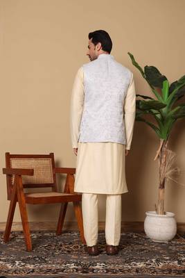 White silk embroidered nehru jacket 3