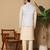 White silk embroidered nehru jacket