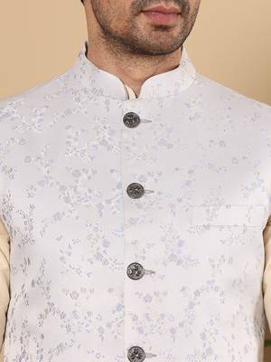 White silk embroidered nehru jacket 4