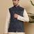 Black silk embroidered nehru jacket