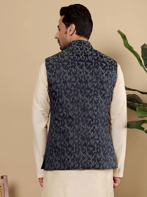 Black silk embroidered nehru jacket 3