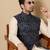 Black silk embroidered nehru jacket