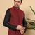 Peach silk embroidered nehru jacket