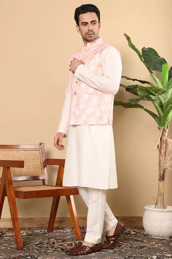 White cotton embroidered payjamas