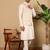 Cream silk embroidered nehru jacket
