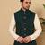 Cream velvet embroidered nehru jacket