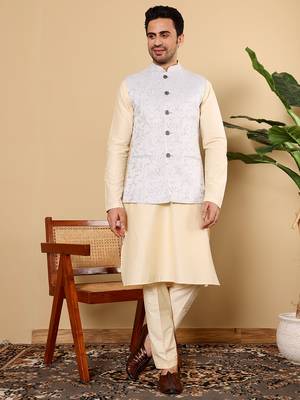 Pink viscose embroidered nehru jacket 2