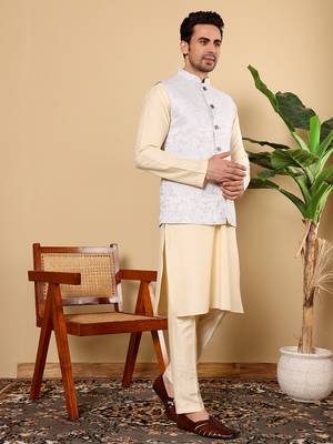 Pink viscose embroidered nehru jacket 3