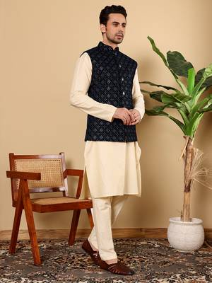 Pink viscose embroidered nehru jacket 2