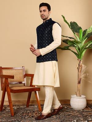 Pink viscose embroidered nehru jacket 3