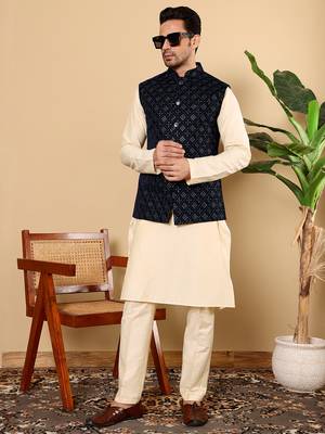 Pink viscose embroidered nehru jacket 4
