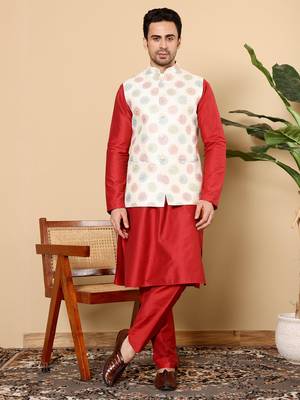 Blue viscose embroidered nehru jacket 2