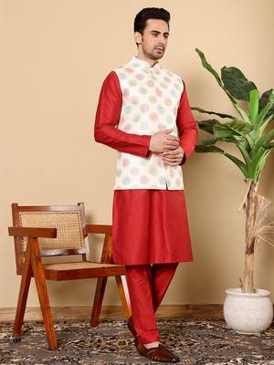 Blue viscose embroidered nehru jacket 3