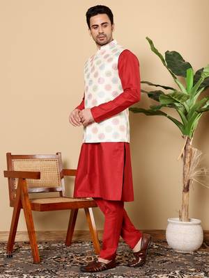Blue viscose embroidered nehru jacket 4
