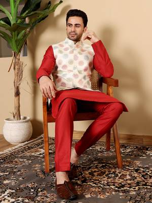 Blue viscose embroidered nehru jacket 5