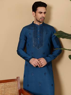 White viscose embroidered kurta pajama 5