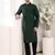 green silk embroidered kurta pajama