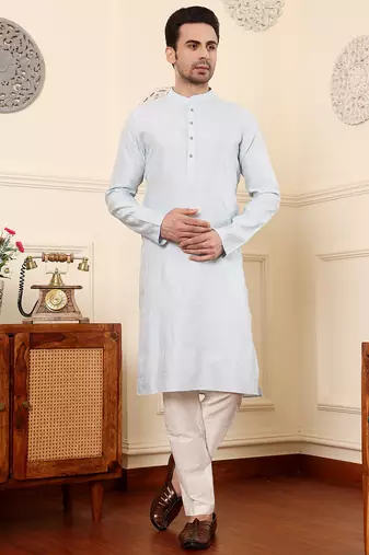 blue viscose embroidered kurta pajama