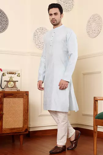 blue viscose embroidered kurta pajama