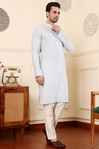 blue viscose embroidered kurta pajama