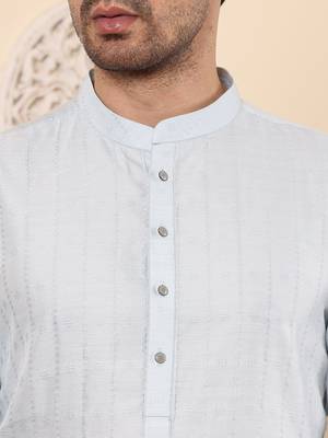 blue viscose embroidered kurta pajama 5