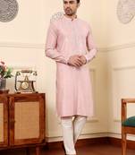 pink silk embroidered kurta pajama