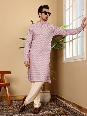 Pink viscose embroidered kurta pajama 3