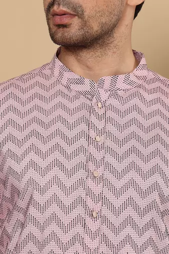 Pink viscose embroidered kurta pajama