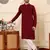 Red viscose embroidered kurta pajama