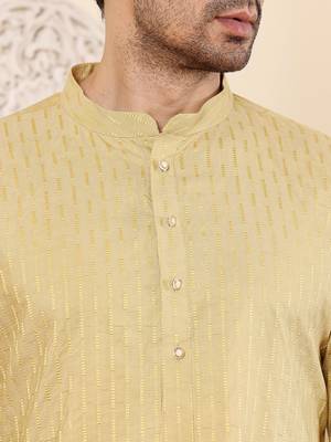 Yellow viscose embroidered kurta pajama 5